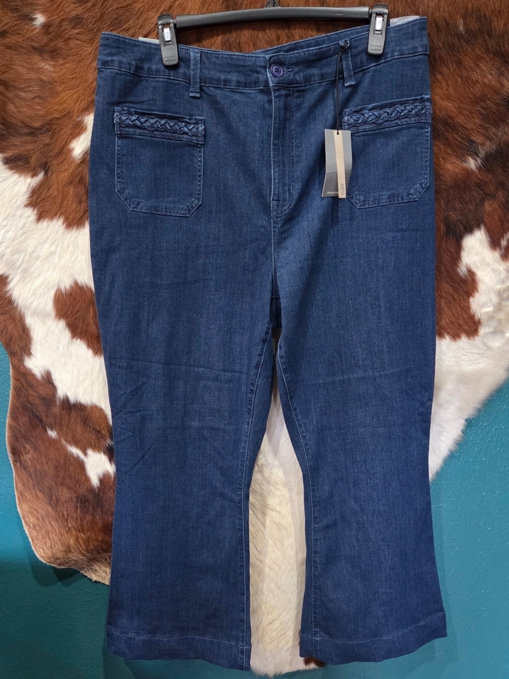 Melissa McCarthy Plus Dark Blue Braided Pocket Flare Jeans